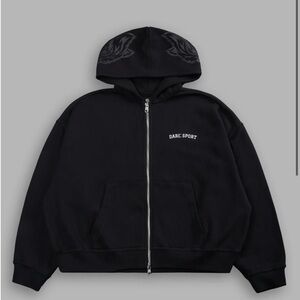 Darc Sport Black Zip Up Sweater NNER WOLF VEX DOUBLE ZIP HOODIE IN BLACK